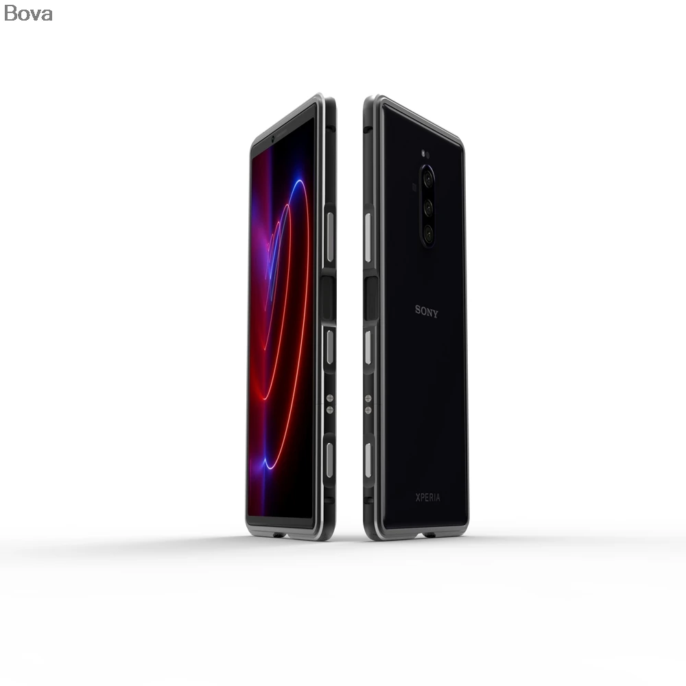 Silver Black Чехол для sony Xperia 1/XZ4 Роскошный ультра тонкий алюминиевый бампер для sony Xperia XZ4+ 2 пленки(1 передняя+ 1 задняя - Цвет: Silver Black
