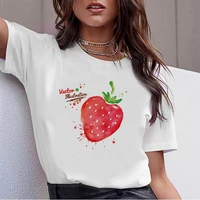 womens t shirt cute strawberry apple funny printed t shirt fashion casual white t shirt ladies summer casual t shirt