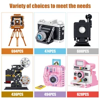 building blocks creative retro camera childrens collage pictures assembled in small pellet blocks with compatible toys