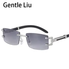 Модные квадратные солнцезащитные очки без оправы Женские Ретро 2022 Роскошные брендовые прямоугольные солнцезащитные очки для мужчин винтажные очки без оправы UV400