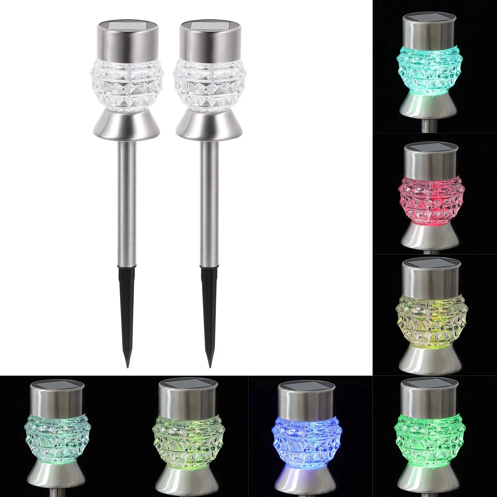

2pcs Solar Yard Light Lawn Light Outdoor Waterproof Pineapple Lamp Colorful