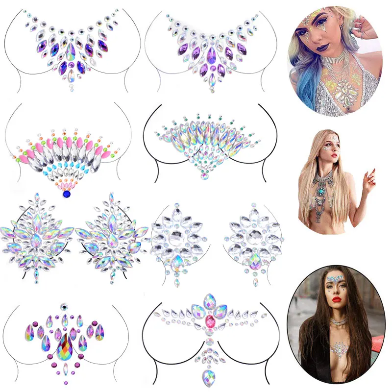 1 шт. сексуальные наклейки на грудь Стразы для татуировки бара музыкальный