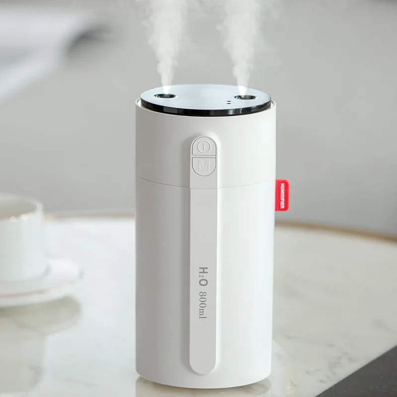 

800ml Humidifier Wireless Rechargeable Intelligent Induction AirHumidifier Aroma Essential Oil Diffuser with 2 Mist Outlet Light