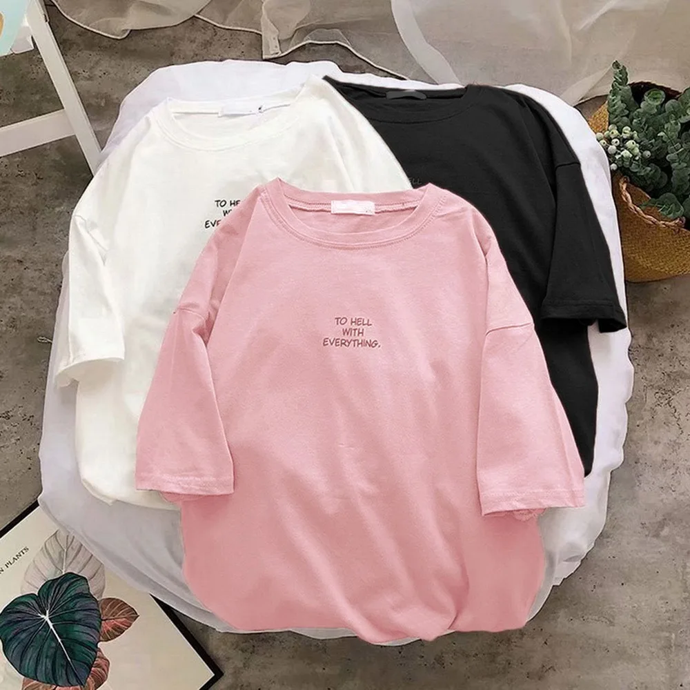 

Women Short Sleeve T-shirts Loose Harajuku Plus Size 3XL Letter Printed Chic Simply All-match Women Korean Style Ulzzang Leisure