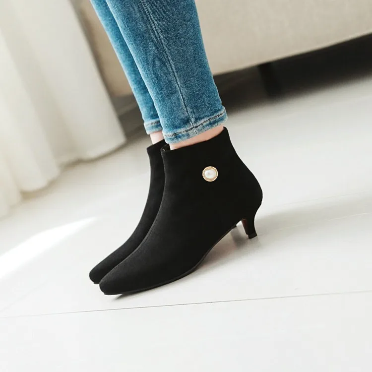 Big Size 10 - boots women shoes ankle for ladies woman winter Pure color pointed | Обувь