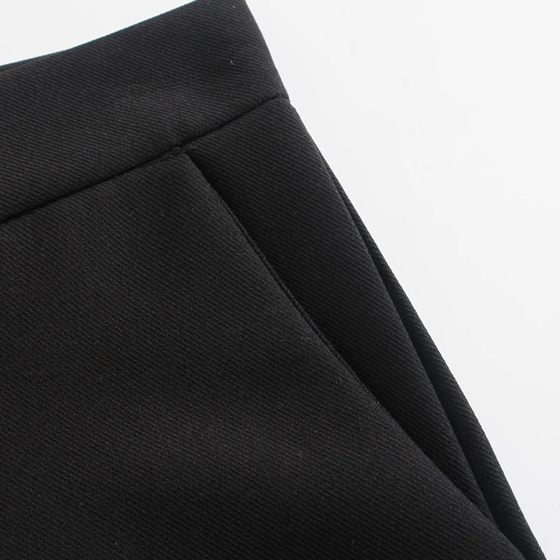 

Women Summer Black ZA Straight Pants 2021 High waist Side Split fork Full Length Female Elegant Street Fashion Pant Trousers