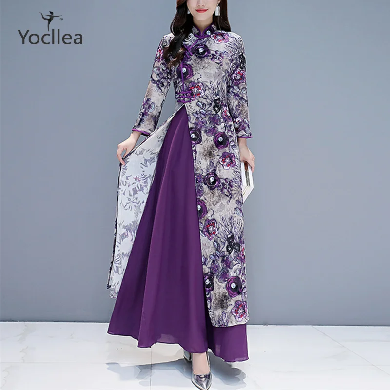 Современное женское длинное платье Qipao из Вьетнама AoDai, весна, элегантные тонкие китайские платья, женское вечернее платье, Размеры S-4XL