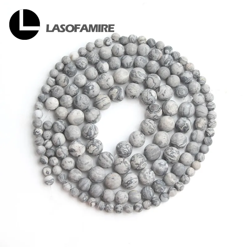 Натуральный серый матовый камень Jaspers круглые матовые блестящие разделители