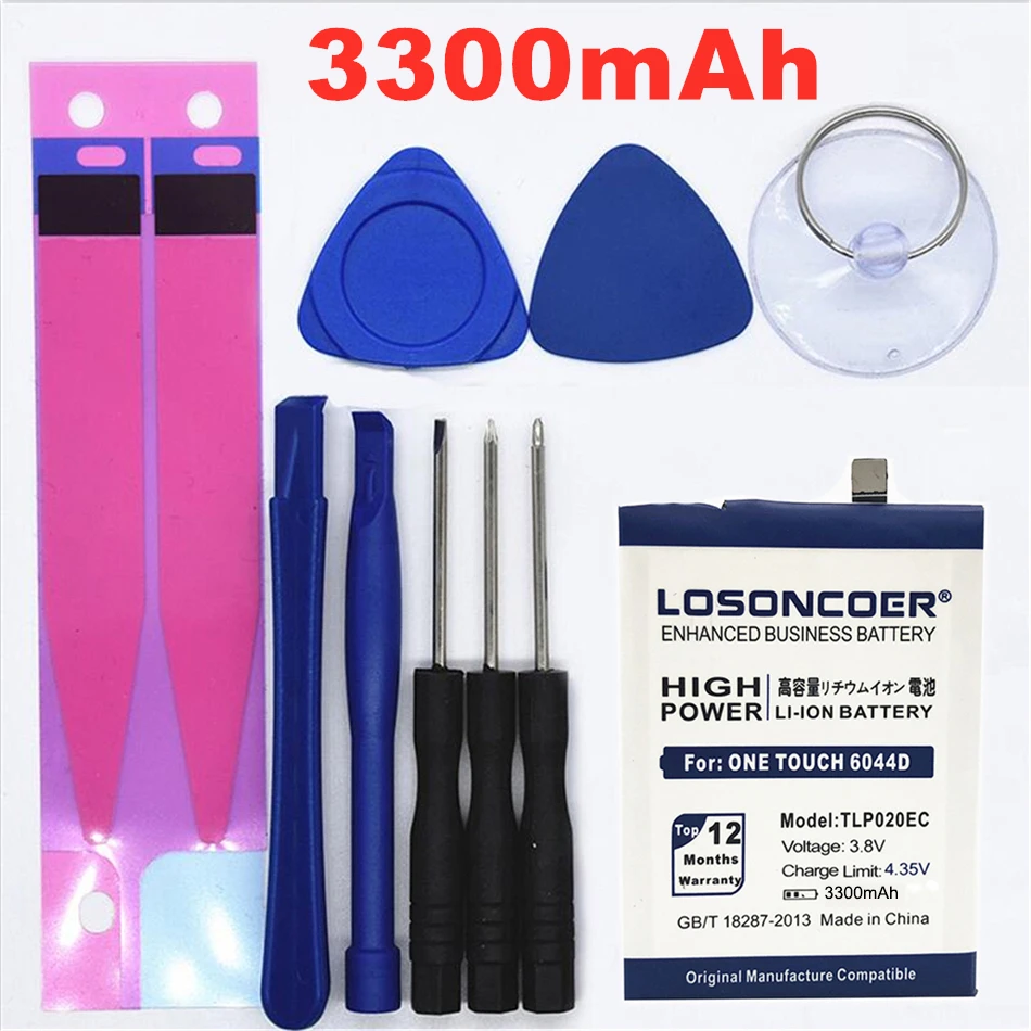 100% Оригинальный LOSONCOER 3300 мАч TLp020EC Аккумулятор для Alcatel One Touch POP UP OT6044 6044 6044D батарея