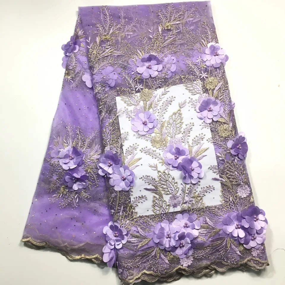 

2021 Высококачественная африканская кружевная ткань, 3D Цветы с бисером, тюль, кружевная ткань, новый дизайн, нигерийский тюль, кружевная ткань M1930