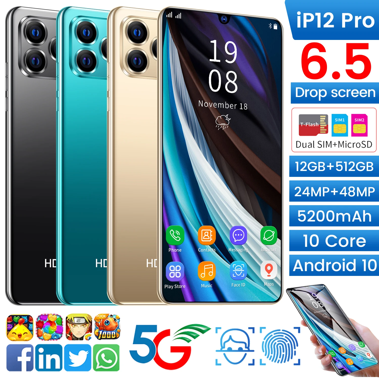 

IP12 Pro, 6,5 , 512 , Android 4800, Sim