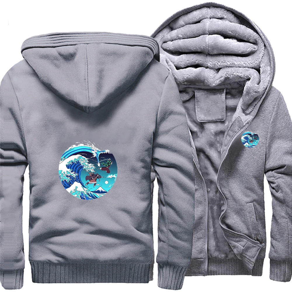 

Demon Slayer Japanese Anime Kamado Tanjirou Sea Loose Hoodies Winter Warm Jackets Top Men Thick Hoodie Printed Coat Sweatshirt