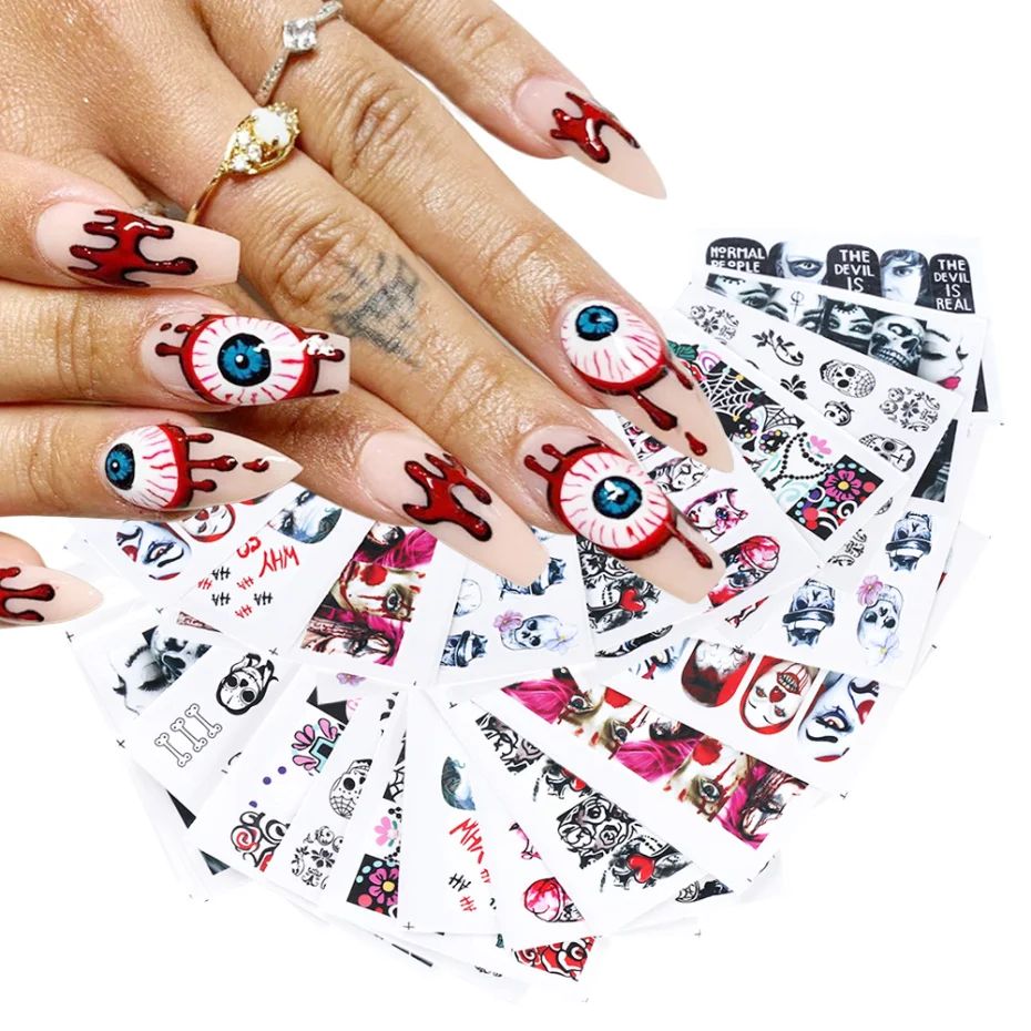 24 шт. Набор наклеек для ногтей Горячая крови глазного яблока с рисованным аниме