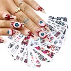 24 шт. Набор наклеек для ногтей Горячая крови глазного яблока с рисованным аниме, Водные Наклейки Хэллоуин ползунки нейл-арта украшения NFSTZ731-755
