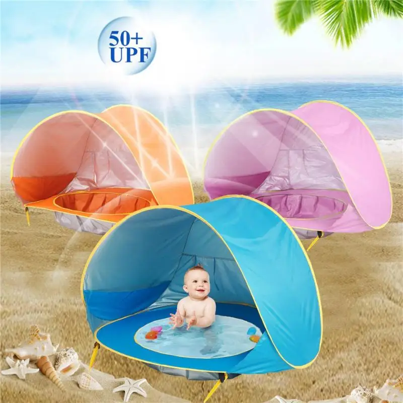 

Baby Beach Tent Children Waterproof UV-protecting Pop Up Sun Awning Tents Sunshelter With Pool Kids Outdoor Camping Sunshade Toy