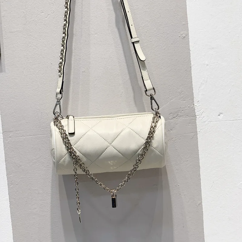 

Genuine Leather Cylindrical Women's Bag Fashion Brand Design Shoulder Bags Messenger Bag Women Handbag Underarm Bag
