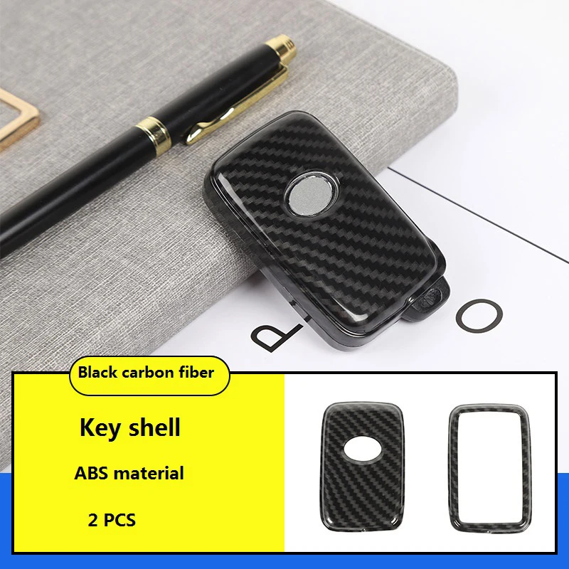 

NEW-Car Carbon Fiber Key Cover Case for Toyota 4Runner 2010-2020 Smart Remote Control Fob Protector Cover Keychain Bag