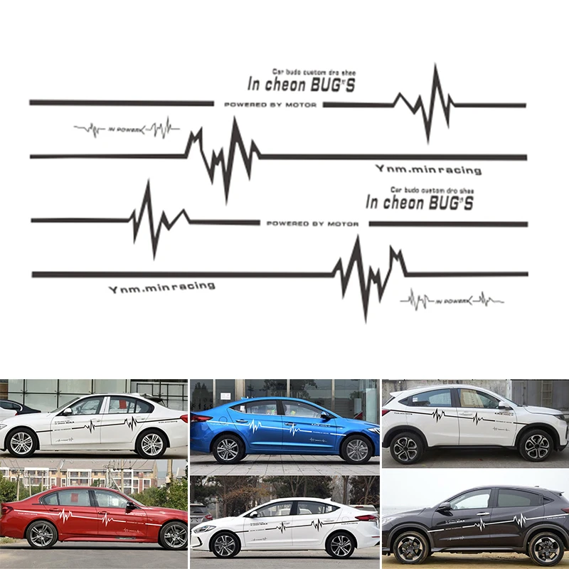 

1 Pair Car Black Stickers Performance Stripe Stickers Vinyl Decal 3.6m Latest
