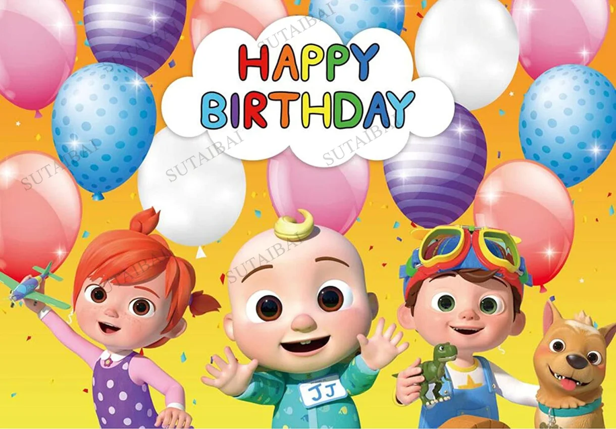 

Cocomelon Party Backdrop for Child Photo Studio Kids Birthday Custom Photo Background Photography Booth Banner Poster Vinyl
