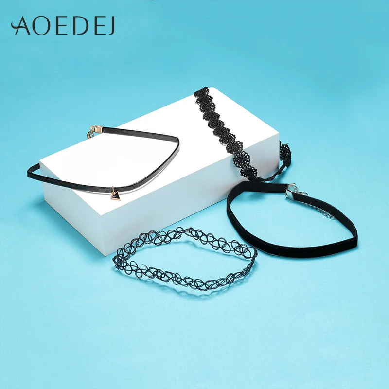 AOEDEJ колье чёрный кружевной бархатный женский воротник вечерние ювелирные