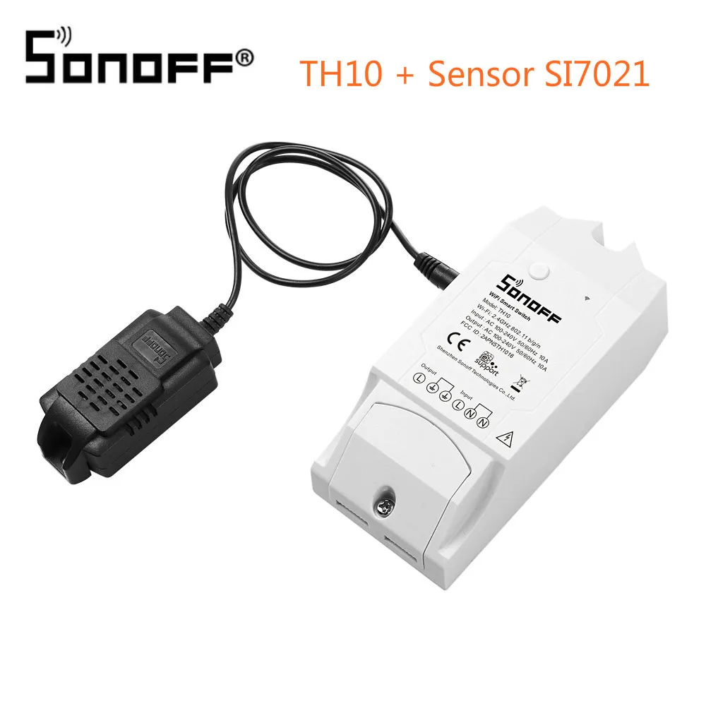 TH10 plus SI7021 SONOFF TH10/TH16 SI7021 переключатель датчика влажности беспроводной датчик контроля температуры Wifi умный дом пульт дистанционного управления - Комплект: TH10 plus SI7021