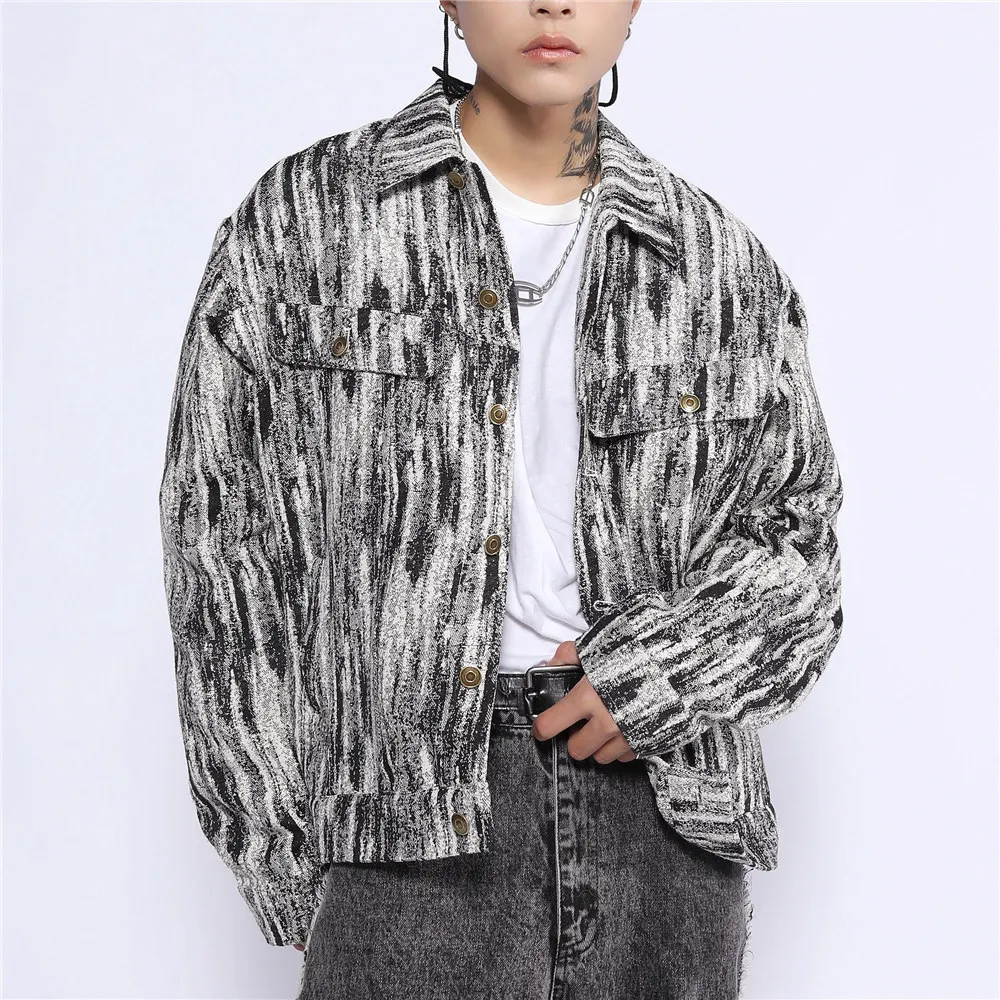 

Men's Jacket Knitted Soft Fabric with Pockets Single Breasted Streetwear Harajuku Casual Jacket Autumn Cow Boy Coat Clothing