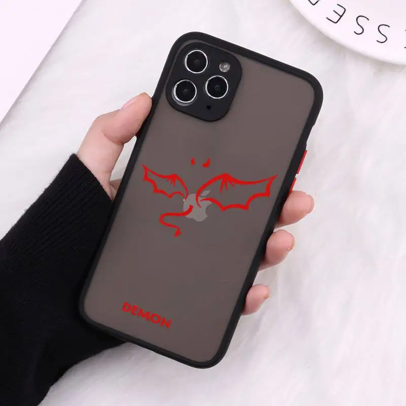 

Demon Angel Couple BFF Cartoon Phone Cases matte transparent For black iPhone 7 8 x xs xr 11 12 pro plus max mini Clear Funda