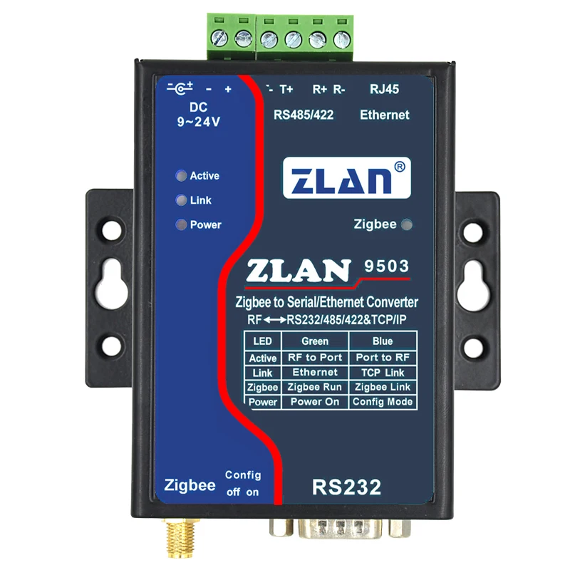 ZLAN9503 Ethernet TCP/IP последовательный порт RS232/485/422 в Zigbee Конвертер серверное устройство