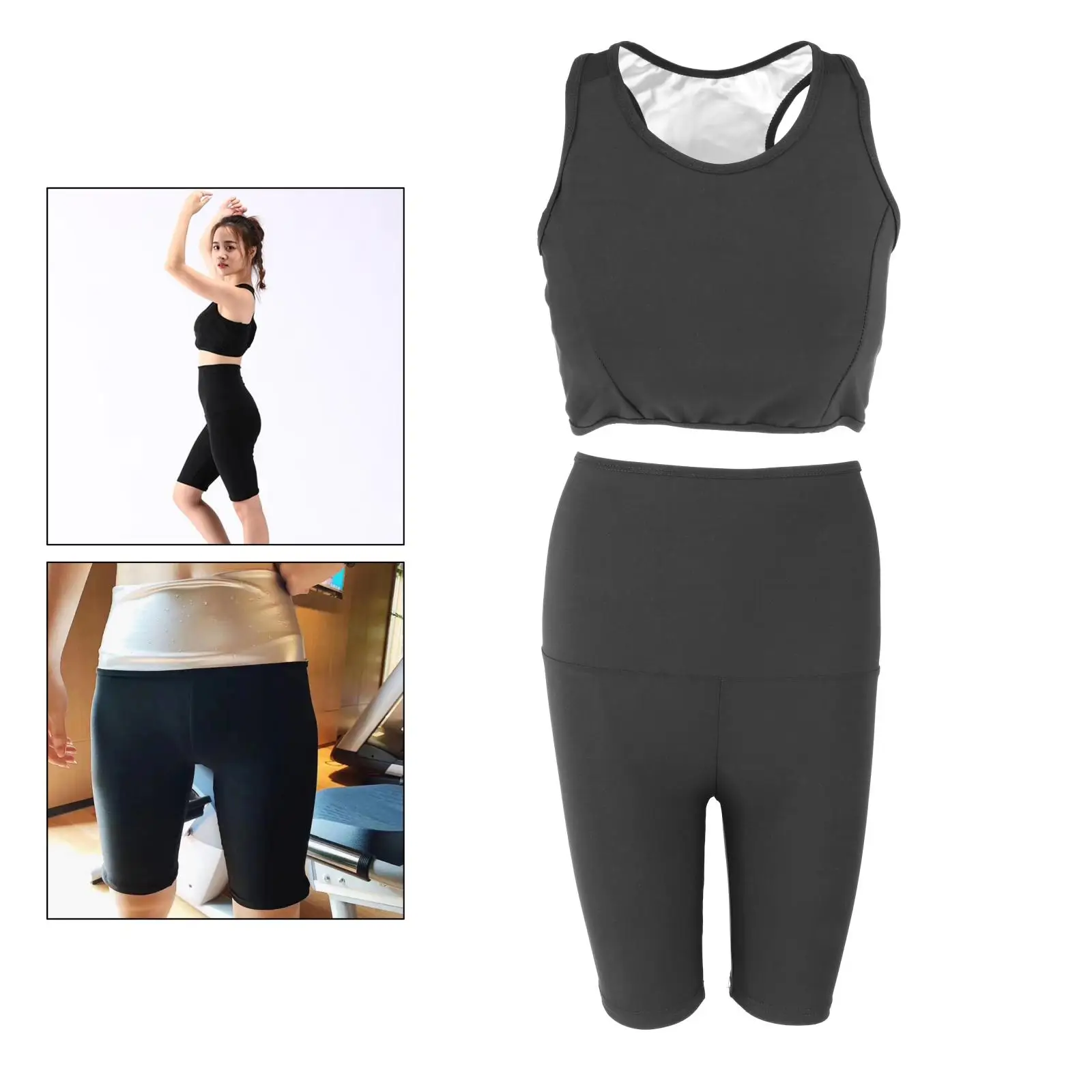 

Women Sauna Suits Capri Jogger Leggings Suits Weight Loss Workout Training Yoga Leggings