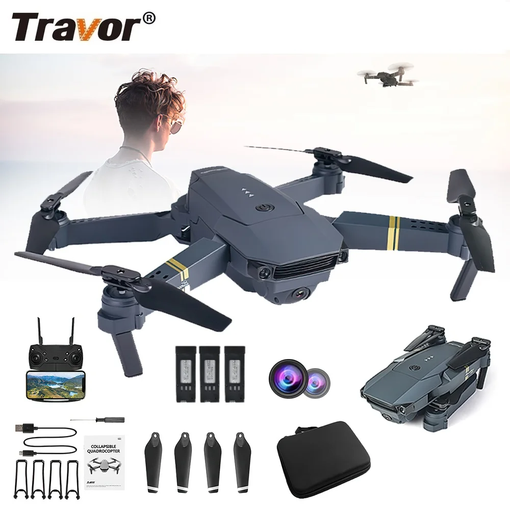Складной Дрон Travor 4K HD с камерой портативный Радиоуправляемый квадрокоптер для