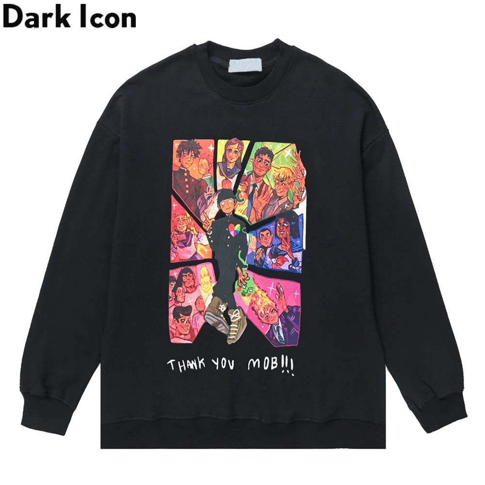 

Dark Icon Cartoon Print Hiphop Sweatshirt Autumn O-neck Men's Sweatshirts Streetwear Clothing