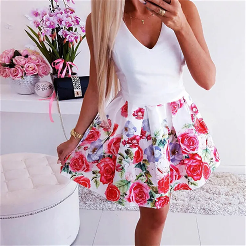 Летнее пляжное платье в стиле бохо женское короткое плиссированное мини на