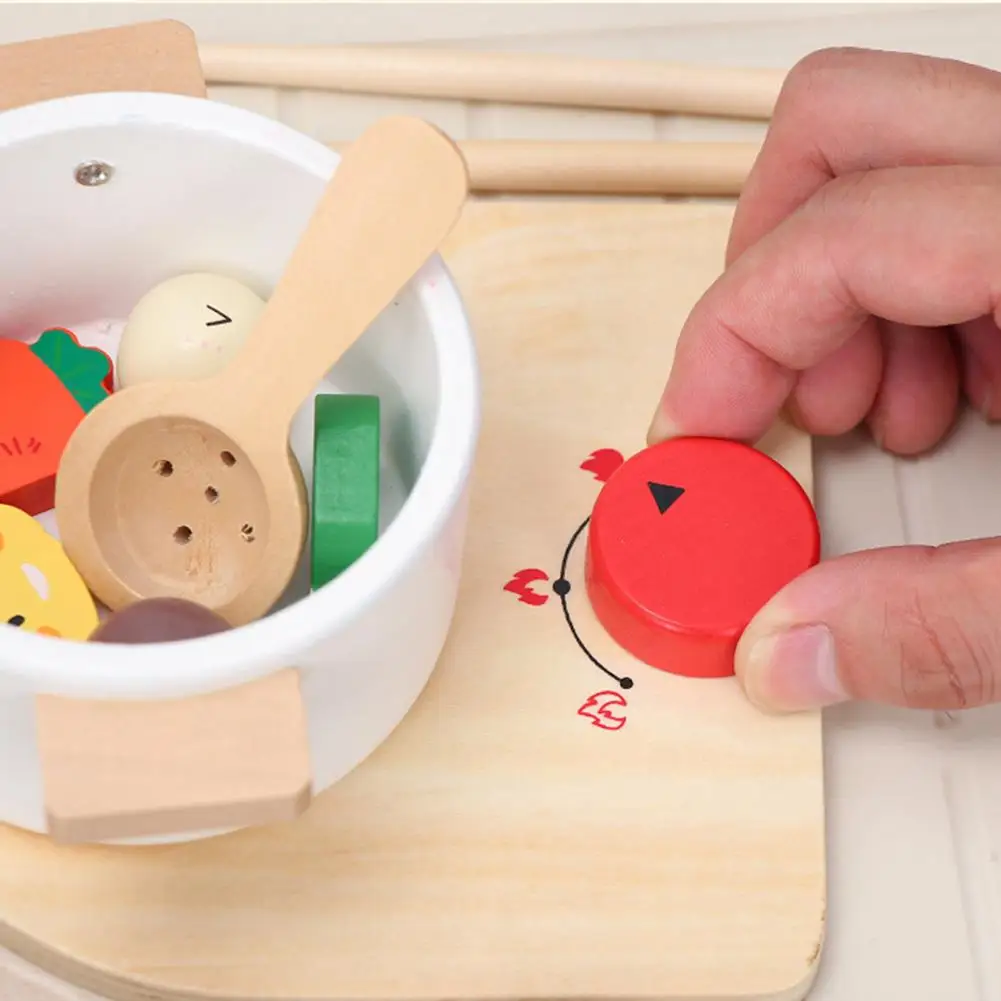 

Children Play House Kitchen Toy Set Wooden Simulation Hot Pot Tableware Cooking Boys And Girls Educational Toys