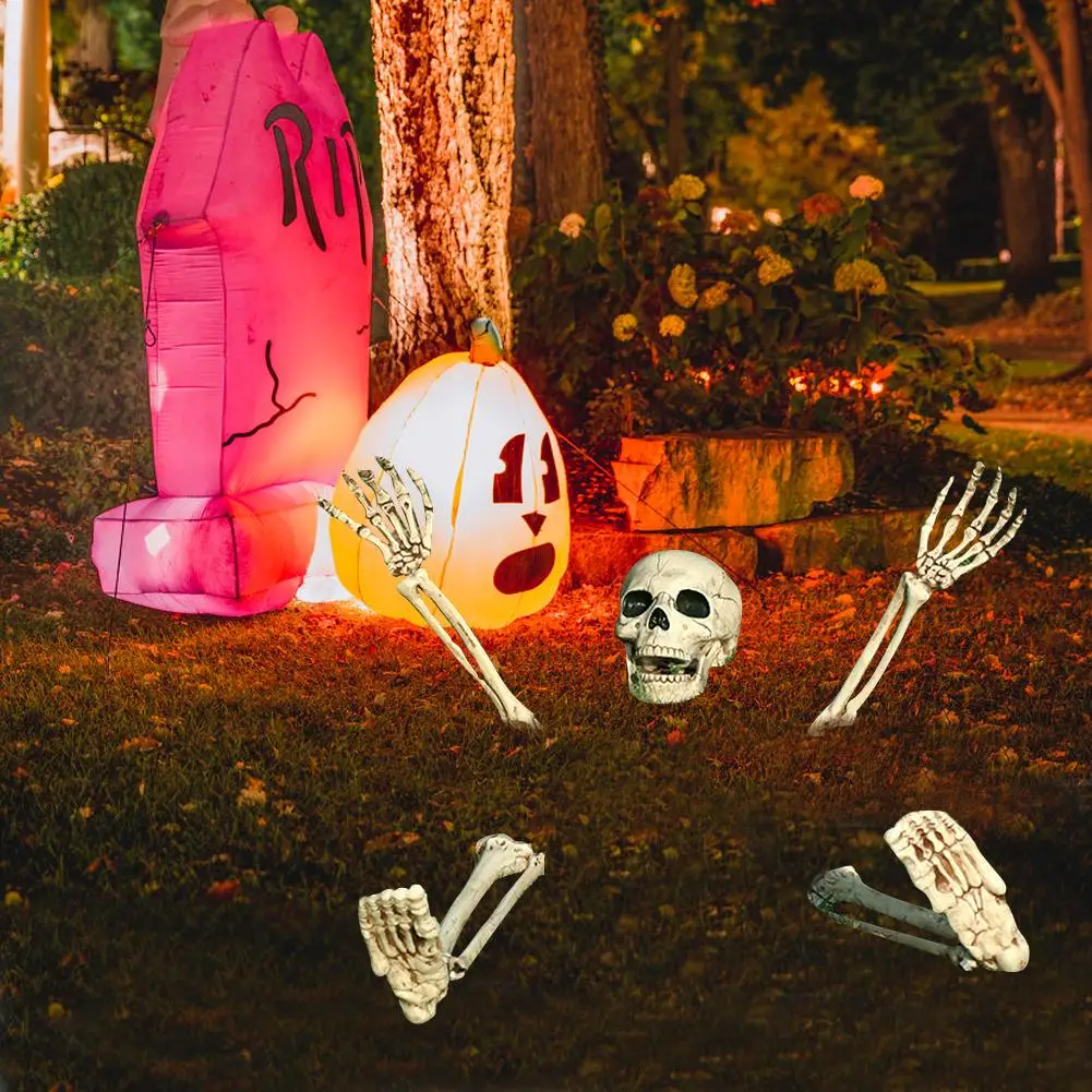 

Halloween Simulation Horror Skeleton Props Plastic Human Skeleton Skull Hand For Haunted House Secret Room Bar Lawn Decoration