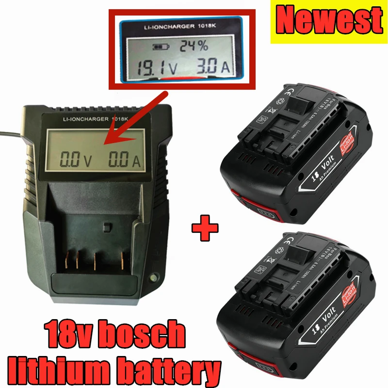 

18V 6.0A Rechargeable Li-ion Battery For Bosch 18V Power Tool Backup 6000mah Portable Replacement BAT609 BAT609 + LCD 3A Charger