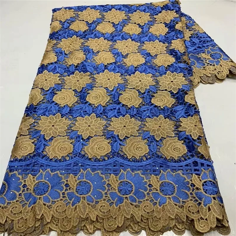 

Африканская кружевная ткань Королевский синий Гипюр кружево с камнями вышивка шнур кружевная ткань Высокое качество Нигерия кружевная тка...