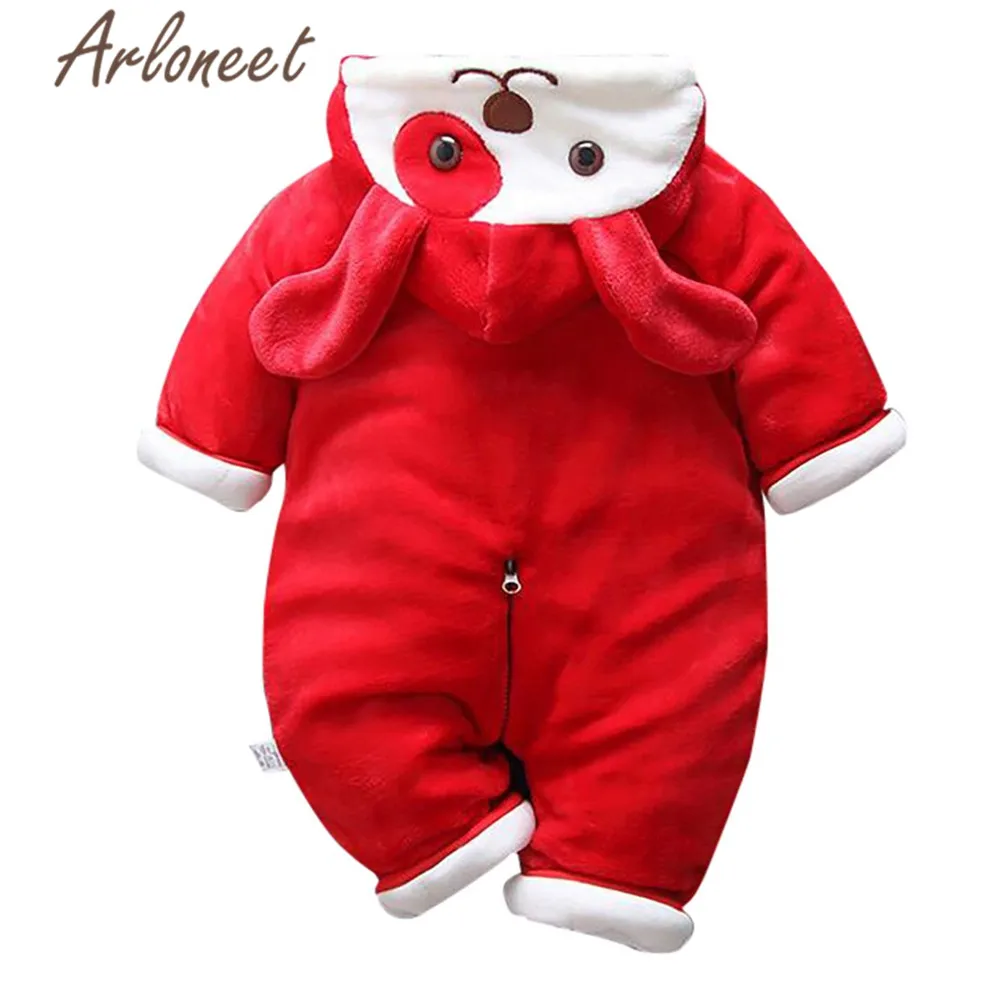ARLONEET Cartoon Coat Baby Girls Winter Romper Dog Print Cotton Jumpsuit Hooded Outerwear Boy Down Jacket For Girl |