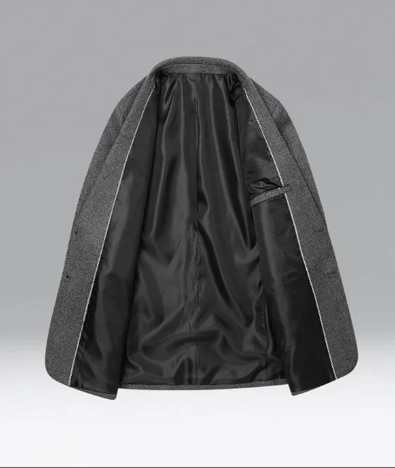 

Traje de lana de alta calidad para hombre, chaqueta informal de mezcla de lana, sólido, para negocios, abrigos y chaquetas