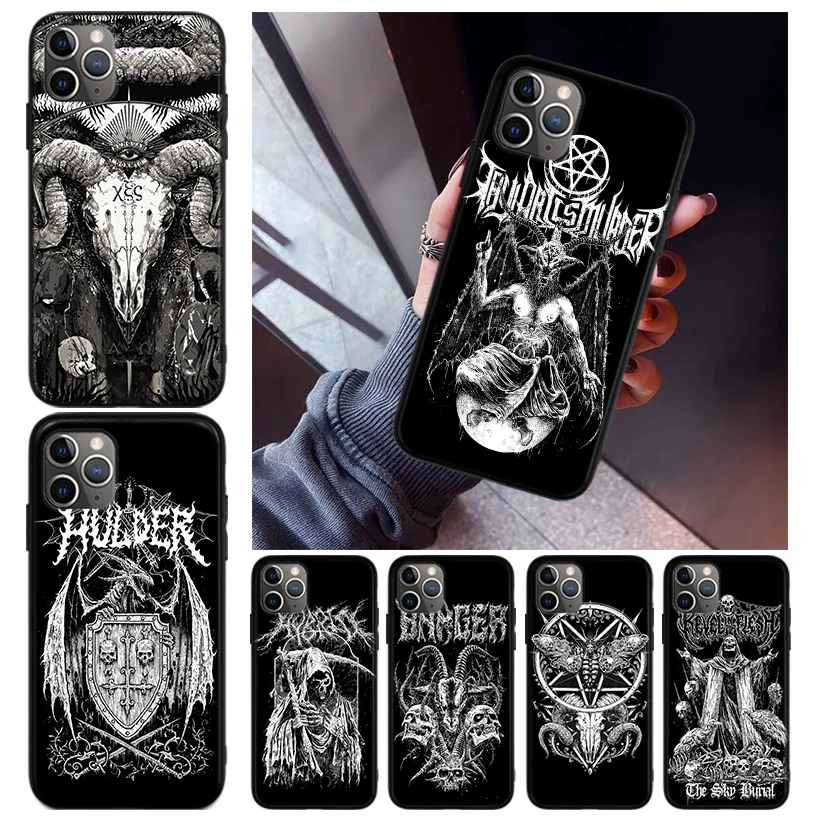 

Satanic Goat Satan Devil Phone Case For Apple iPhone 11 12 13 Pro X XR XS Max 6 6S 8 7 Plus + Mini 5S SE Black Print Cover Coque