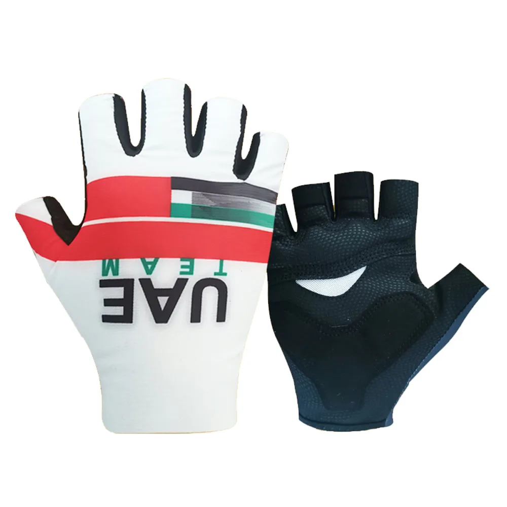 

2021 Cycling Gloves UAE Team Men Summer Bicycle Gel Half Finger Gloves One Pair Size M-XL Guante Ciclismo Gant cyclisme