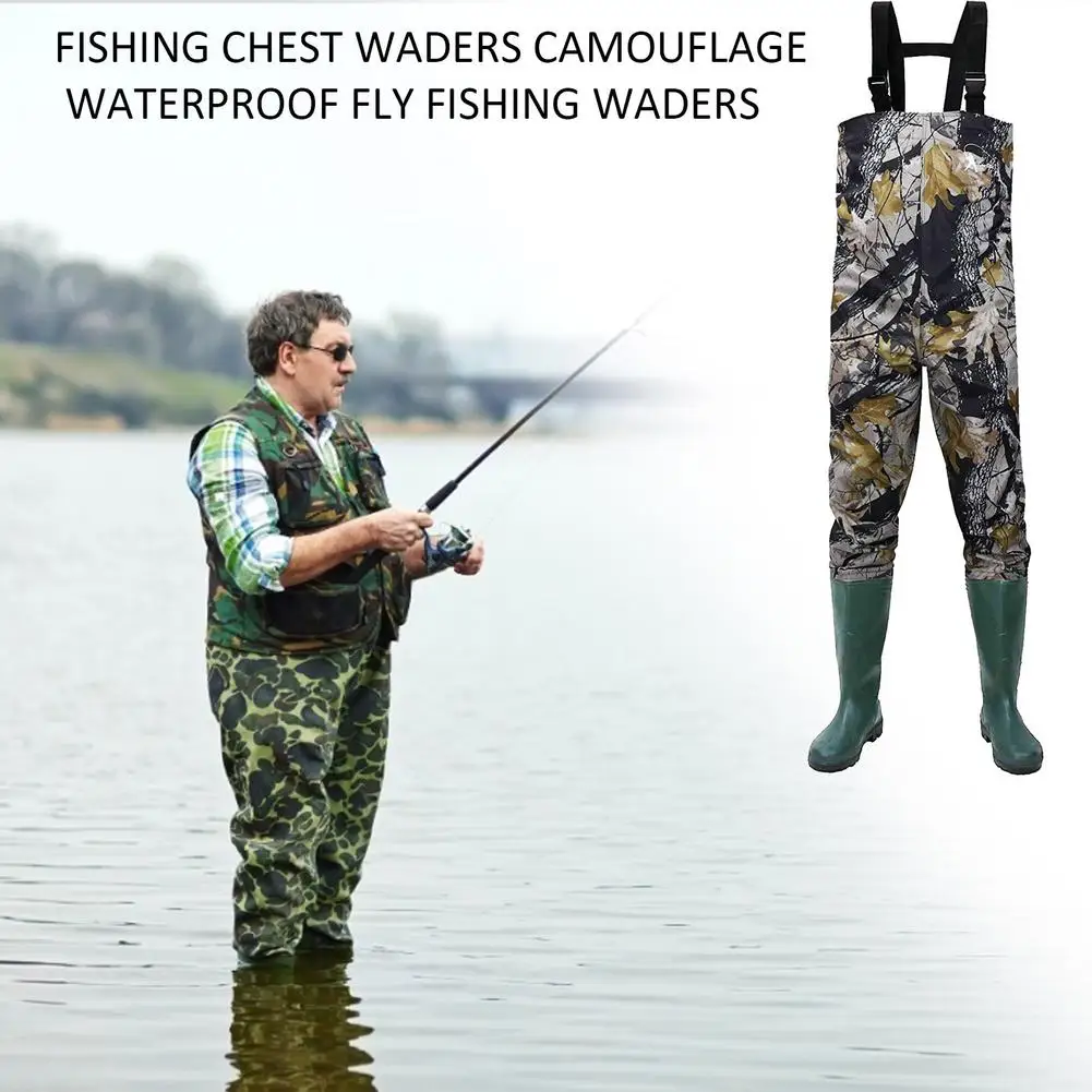 

Men's Women Waterproof Bootfoot Fly Fishing Chest Waders Wading Rubber Boots Suit With Camouflage Comfortable Pant