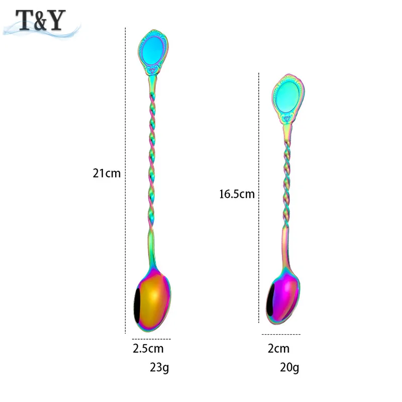 T & Y 1 шт. 304 нержавеющая сталь 16 5/21 см длинная ручка ложка для льда чая мешалка со