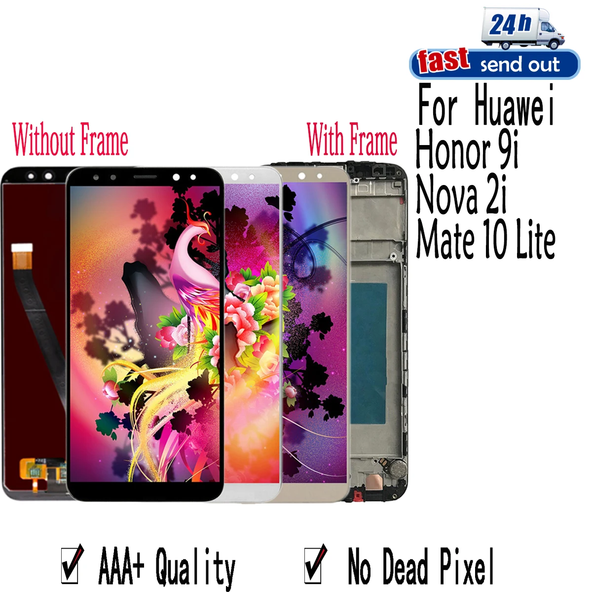 

ЖК-дисплей 5,9 дюйма для Huawei Honor 9i, дигитайзер сенсорного экрана G10 / G10 Plus / Mate 10 Lite / Nova 2i, Замена с рамкой
