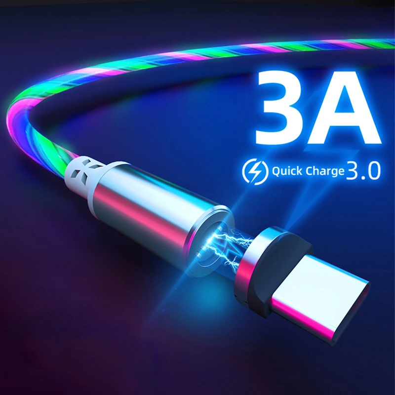 Магнитный кабель для быстрой зарядки 3 А Type C Micro USB зарядный Шнур iPhone XR Samsung Xiaomi