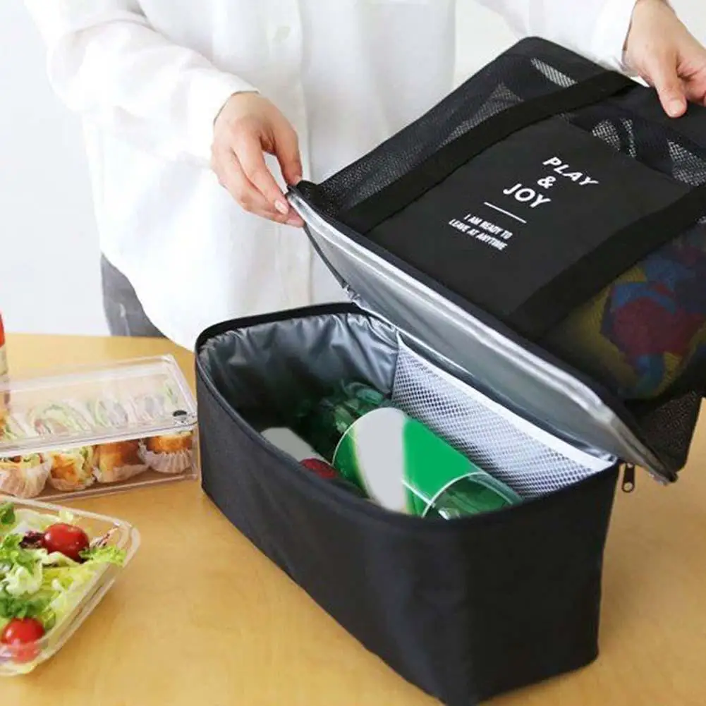 Портативная двойная термоизолированная сумка холодильник для ланча Сумка тоут