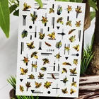 3D наклейки для ногтей, водостойкие блестящие наклейки, наклейки для ногтей, линия, полоса, трава, лист, украшение для ногтевого дизайна, Аврора, серебристый дизайн