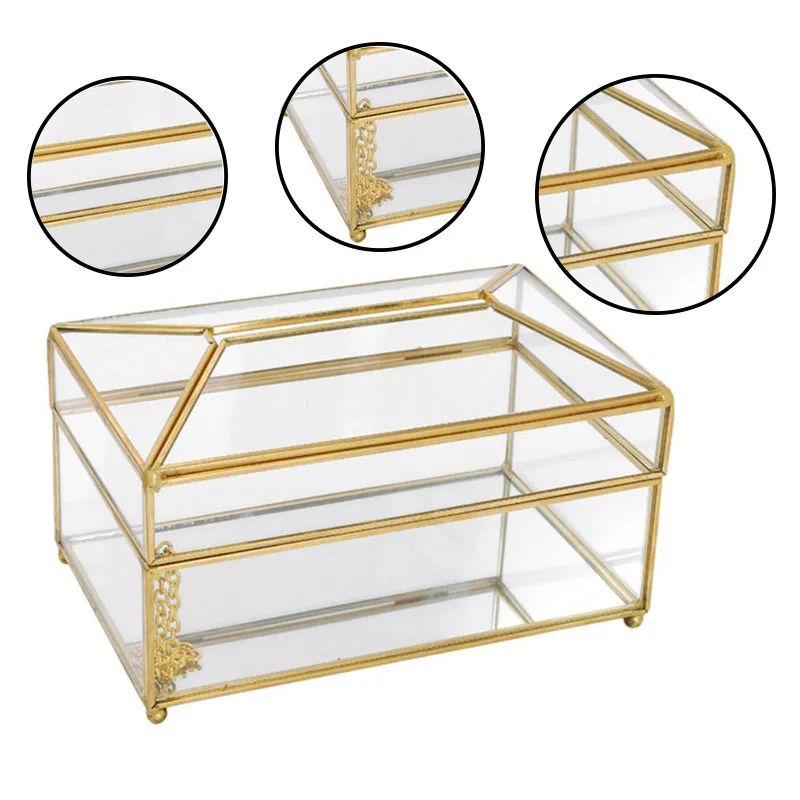 

European Style Glass Tissue Box Holder Nordic Luxury Handkerchief Toilet Paper Holder Tissue Case Home Decor