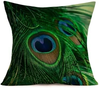 doitely pillow cases peacock feather decorative throw pillow covers cotton linen square cushion cover standard my pillowcases