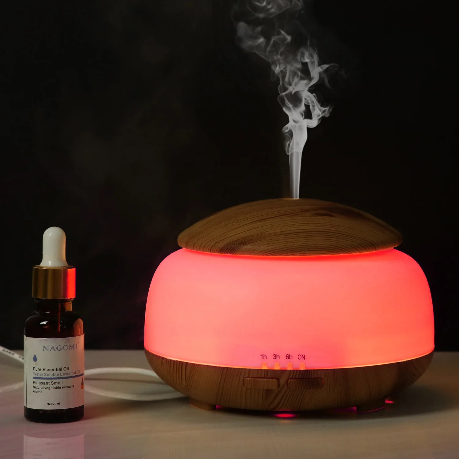 

Woodgrain Type Seven LED Colors Aroma Diffuser Large Capacity 300ml Noiseless Air Humidifier for Home and Office Use