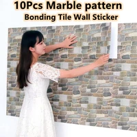 10 pcs self adhesive 3d wall sticker living room bathroom large wall waterproof bonding marble brick diy wallpaper luxury decor